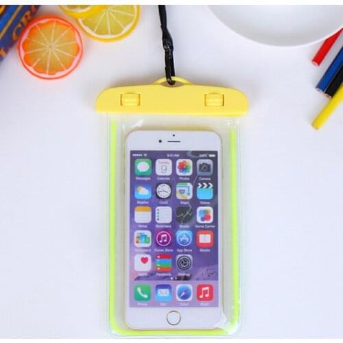 Hot Transparent PVC Waterproof Bag Sealed Underwater Luminous Phone Cover With Neck Strap sy998