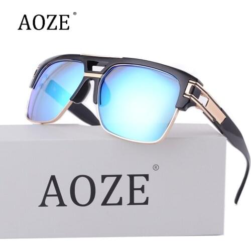 AOZE Classic Square Sunglasses Men Brand Designer Oversized Sun Glasses Gold Male Female Superstar Sunglasses D6626