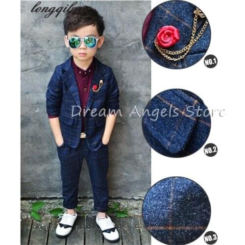 Retro gentleman style Boys suits tailor suit Blazer suits for boy 2 piece(Jacket+Pants) The suits Groom Tuxedos Flower girl