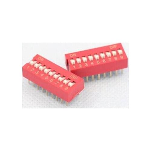 China Quality DS-09 Red 9P DIP Switch 2.54mm 9 Position Encoder Switch Slide Switch x 200PCS