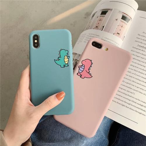 GYKZ Cartoon Dinosaur Lover Couple Case For iPhone 11 Pro XS MAX XR X 7 8 6 6s Plus Cute Fire Dragon Soft Phone Cover TPU Fundas