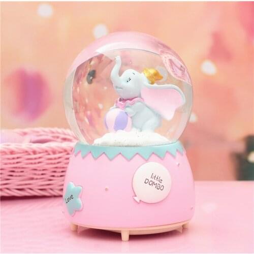 Crystal Ball Music Box Animal elephant Birthady Gifts Glowing Snowflakes Music Box Home Decoration Desktop Ornament