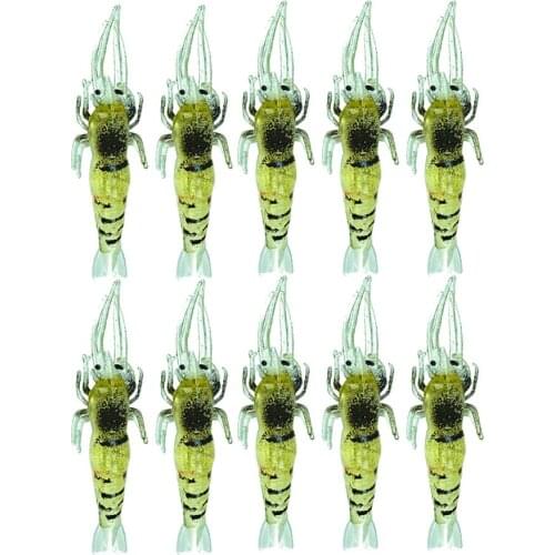 10PCS Soft Shrimp Worm Prawn Fishing Lure/Tackle Glow Luminous Wobblers Bass Carp Silicone Sharp For Crankbait Artificial Bait