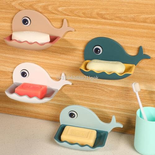 Whale Soap Box Soap Box Cute Free Perforated Wall-mounted Suction Cup Toilet Rack Drain Household Bathroom