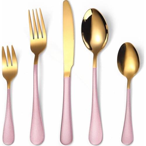 Complete Tableware Spoon and Fork Set Tableware Sets Gold Cutlery Set Stainless Steel Cutlery Dinnerware Set 5 Pcs Dropshipping