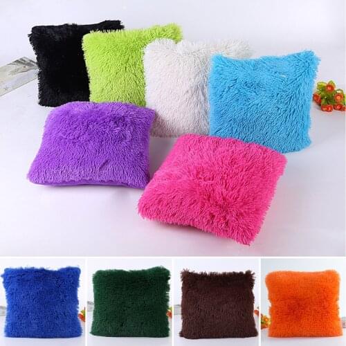 New Fluffy Fur Decorative Throw Pillow Cover Luxury Crystal Plush Velvet Soft Cushion Cover Solid Dyed Sofa Car Bed Pillowcases