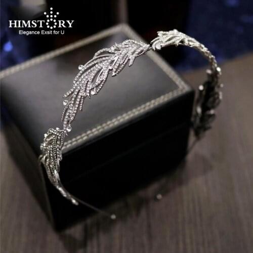 New Bridal Headwear Wedding Hair Accessories Rhinestone Feather Hairband Head Jewelry Women Party Headband