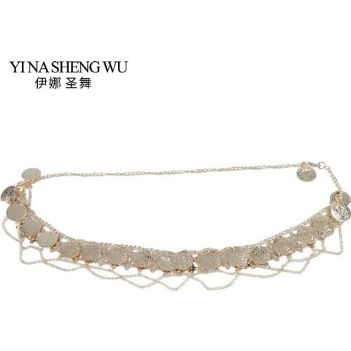 Belly Dance Costumes Accessories Coins Tribal Hip Scarf Belly Dance Waist Chain Big Coins Belt Gold/silver 2 Colors