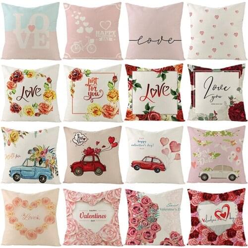 45x45cm flax Rose Sofa Decorative Cushion Home car Decoration pink bed VALENTINES Day pillow