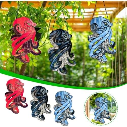 Octopus Pendant Ornaments Acrylic Octopus Stained Window Hanging Suncatcher Decor for Home Window Yard Decor