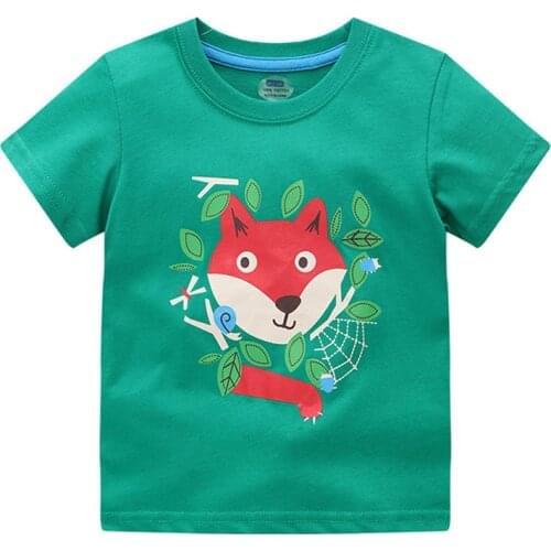Jumping Meters New Animals Print Childrens T shirts For Summer Fox Boys Girls Tees Fashion Cute Kids Tops
