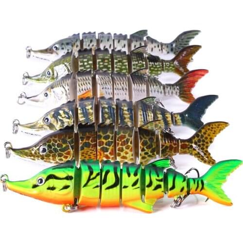 Lifelike 7-Segment Multi-Jointed Artificial Swimbait Triple Hooks 11cm 16g for Fishing Baits for Saltwater Freshwater Fishing