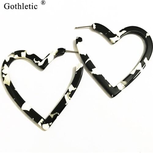 Gothletic 50MM Acetic Acid Heart Hoop Earrings Resin Jewelry Wholesale 2019 New Hot Sale