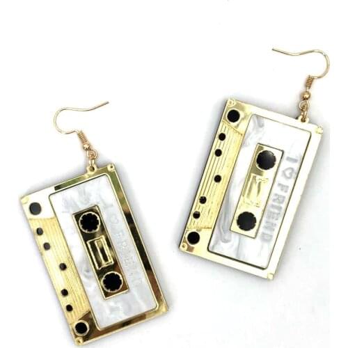 Fashion Rock and Roll Memorable Classical Song Magnetic Tape Earrings Super Emulational Retro Magnetic Tape Memory Eardrop