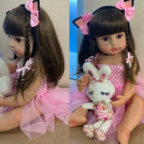 22" Full Body Silicone Vinyl Toy Reborn Baby Toddler Newborn Girl Accompany Doll