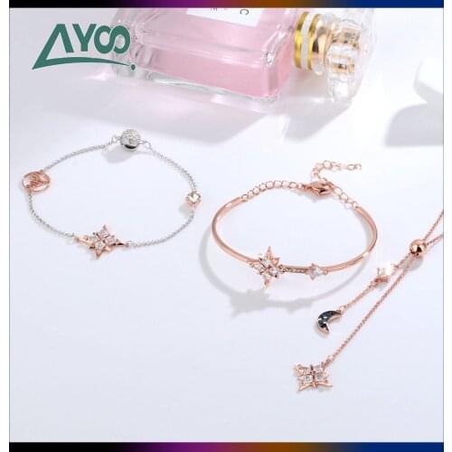 SWA 1:1 Fashion Jewelry SYMBOLIC Series Suit Jewelry Set Classic Stars Moon Series Necklace Bracelet For Women Gift With Logo