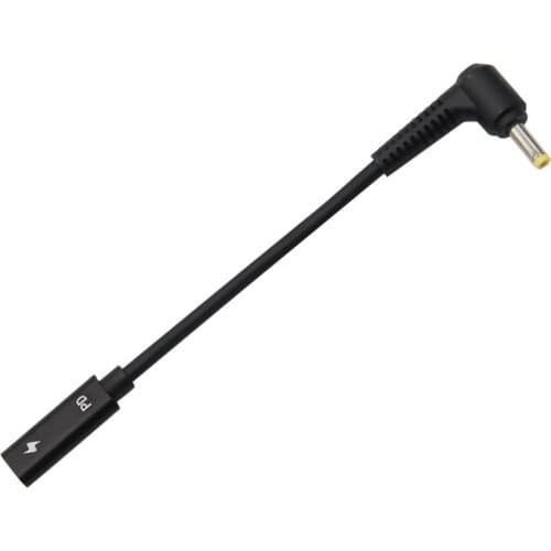 USB Type-C Female Socket to DC4.0*1.7MM Male Plug Fast Charging Power Cable USB-C to DC4017 PD Decoy Laptop Connector 0.15M