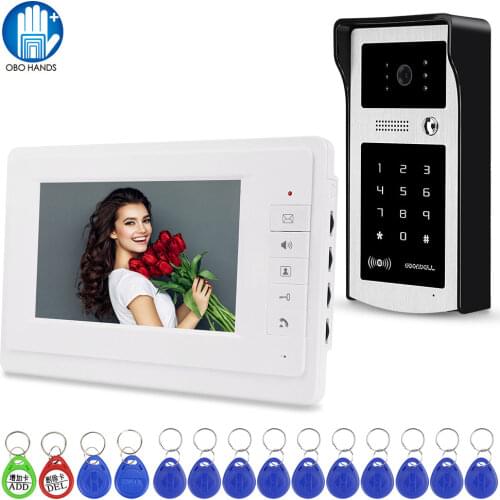 Home RFID Video Intercom System Video Door Phone 7'' Indoor Monitor Outdoor Camera Doorbell Support Card Password Unlocking