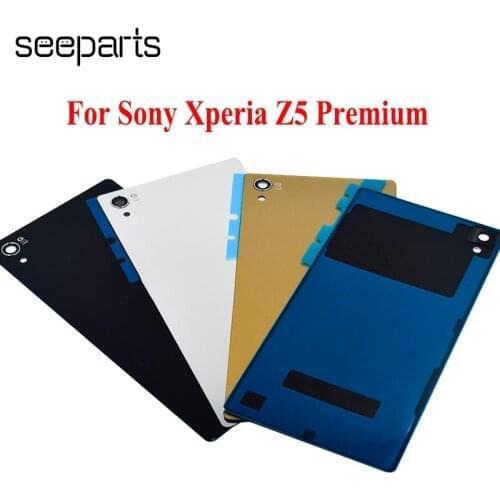 Back Battery Door Housing Glass Cover for Sony Xperia Z5 Premium E6883 E6866 E6853 Battery Cover Rear Glass Cover case