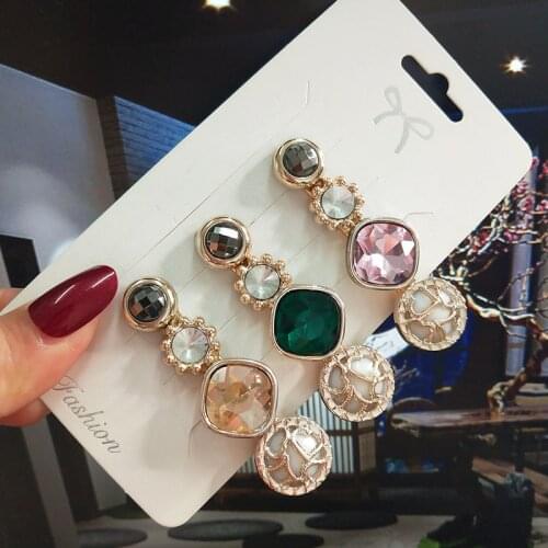 Korean Hair Clip Women 2019 Fashion Jewelry Crystal Geometric Round Gold Barrette Elegant Head Accesorios Mujer Tiara Party Gift