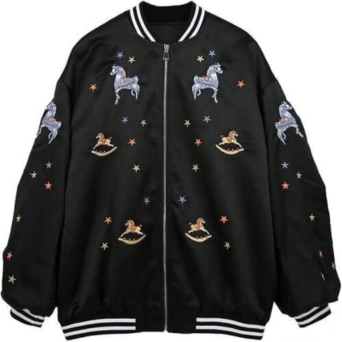 2021 new Korean style loose and versatile embroidery baseball uniform jacket women Harajuku jackets for women goth jacket