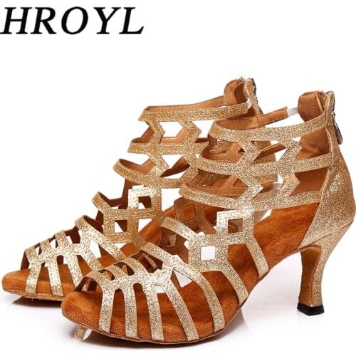 Salsa Dance Shoes For Women Dancing High Heels Latin Dance Shoes Ballroom Dancing Sandals Soft Sole Customize Supported HROYL
