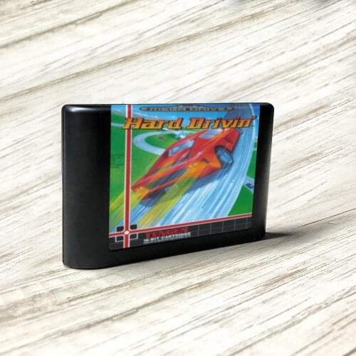 Hard Drivin' - EUR Label Flashkit MD Electroless Gold PCB Card for Sega Genesis Megadrive Video Game Console