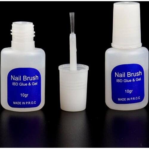 10g/Bottle Brush On Nail Glue for False Nails Tips Nail Art Rhinestones Decoration Glue Fake Nails Strong Powder Adhesive