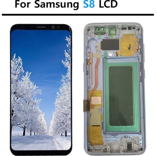 ORIGINAL Burn-Shadow S8 LCD With Frame For SAMSUNG Galaxy S8 G950 G950F Display S8 Plus G955 G955F Touch Screen Digitizer
