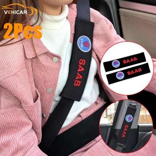VEHICAR 2PCS Shoulder Protector Car Seat Belt Covers Safety Belts Pad for SAAB Accessories Cotton Vehicle Seat Belts Pad