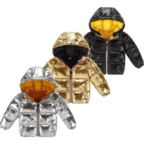 2019 New Fashion Winter Childrens Down Cotton With Hooded Baby Boys And Girls Childrens Jacket Silver Bread Thick Cotton Coat