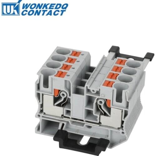 Din Rail Terminal Block Conductor 10Pcs PT-10 Connectors Push In Spring Screwless Feed Through Terminak Block Wire Connector