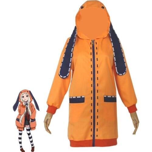 Anime Kakegurui Compulsive Gambler Yomozuki Runa Cosplay Costume Cute Rabbit Ears Hoodies Uniforms Halloween Carnival Outfits