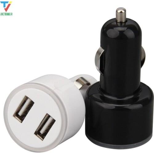 500pcs/lot Fast 2.1a Nipple Style 2 Dual USB Car Charger Adapter LED Light 2USB Black White Fast Charging for IPhone Samsung