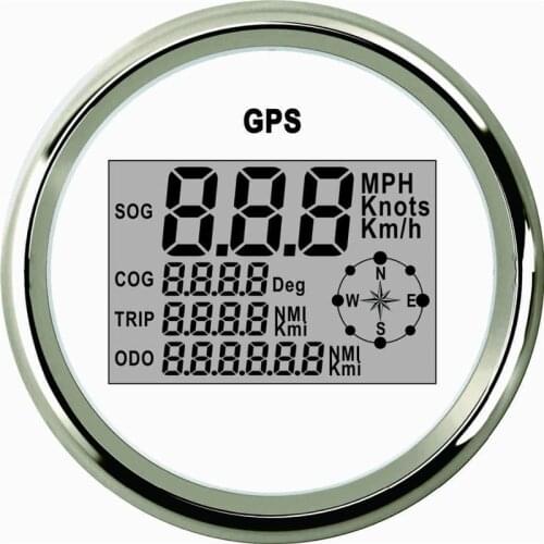 Car Truck Motor Auto GPS Speedometer 9-32V Waterproof Stainless steel White Digital Gauges free shipping