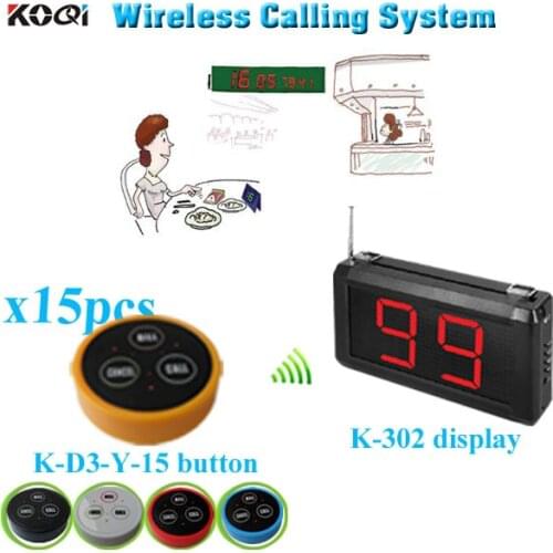 Wireless Restaurant Ordering System with K-302 monitor K- D-3 transmitter button (1 display+15 table bell button)