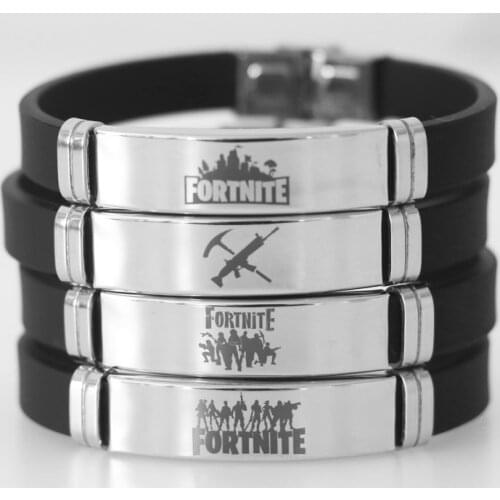Battle Royale Fortress Night Bracelet Fortnites Stainless Steel Adjustable Metal Silicon Glue Bracelet Bangle Men Accessories