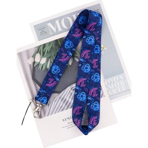 ZF3245 1pcs Biological Cell Bacteria Medical Keychain Tag Strap Neck Lanyard For Key ID Card Pass Gym Phone USB Badge Holder