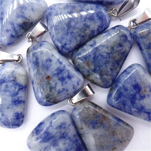 50Pcs 23x17x6mm Wholesale Natural Blue Sodalite Trapezoidal Pendant Bead DIY Jewelry Accessories Earrings S534