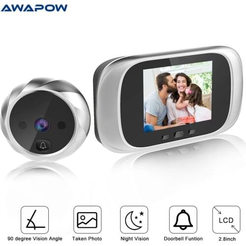 Awapow 2.8 Inch LCD Color Screen Digital Camera Doorbell Infrared Night Vision Electronic Peephole Home Door Bell Viewer Outdoor