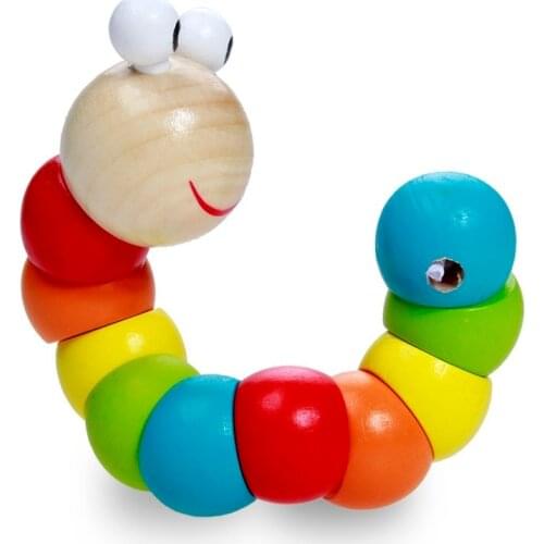 Child Creativity Color Variety Twistworm Caterpillars Animal Doll Wooden Educational Toys Work Out Finger Flexibility Kids Gifts
