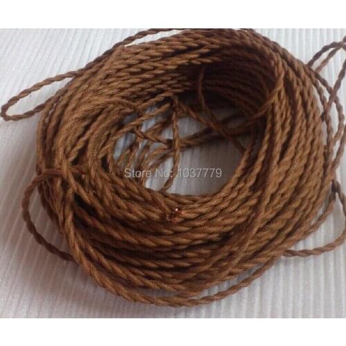 50 meters long coffee color 2*0.75 twisted fabric coated copper wire
