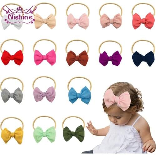 Nishine 15 CM Super Big Bowknot Baby Girls Elastic Hairband Soft Traceless Nylon Headband Children Headwear Clothing Decoration