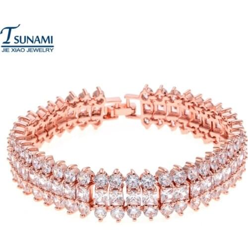 Famous brand exaggerating male zircon bracelet The gold bracelet of the triple AAA zircon of the claw SL-001