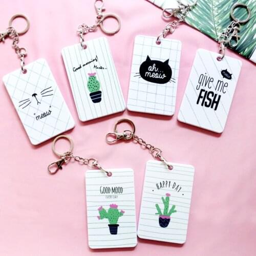 Creative Badge Holder & Accessories ID card holder Credit Card cute cactus cat Bus card case