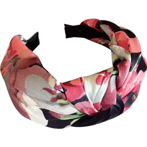 Fashion Women Girls Floral Print Wide Rim Knot Hair Hoop Loop Hairband Headband