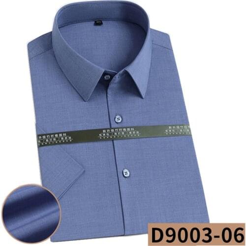2021 New Summer Men Shirt Short Sleeve Anti-Shrink Solid Color Work Business Casual Bamboo Turn-Down Collar Cotton Feeling DA522
