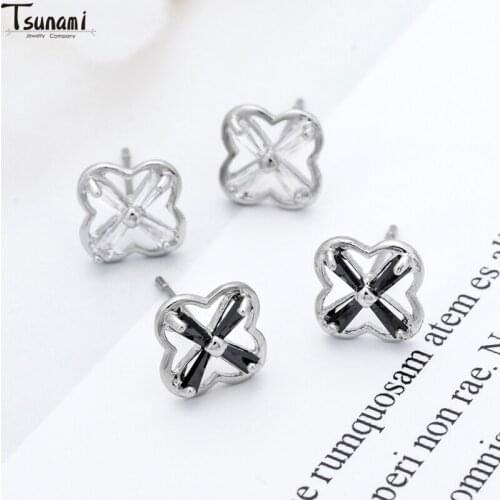 2021 New Fashion Jewelry Earrings New Design Bling Zircon Stone Plating Matte Black Earrings For Women Lady Party Jewelry