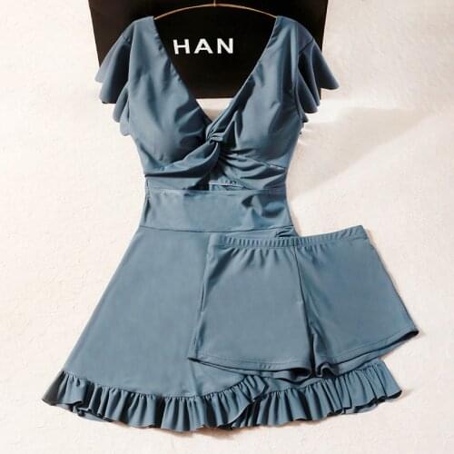 2020 New Women Solid One Piece Swimwear Padded Bathing Suit Swim Beach Dress Summer Sexy Swimsuit Holiday Wear Female Swimdress