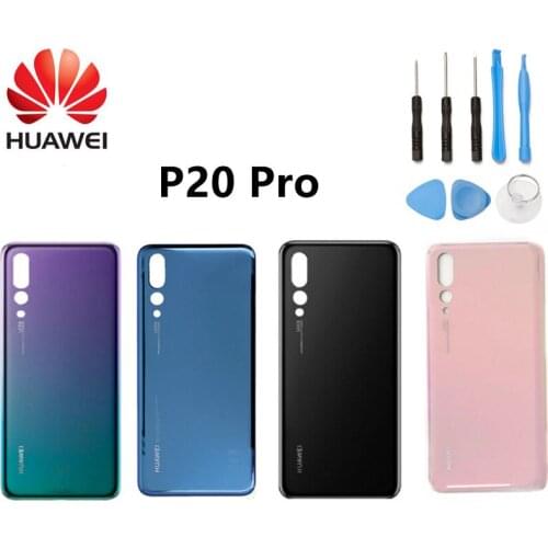 Original Huawei P20 Pro Back Battery Glass Back Cover + Camera Lens Frame Rear Door Housing Case Replacement Part Free Tools